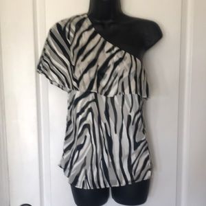 White House Black Market Zebra one shoulder size 00